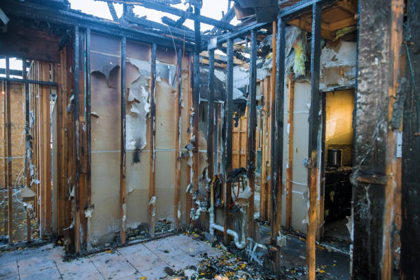 Professional Emergency Fire Damage Restoration technician working in Englewood, OH